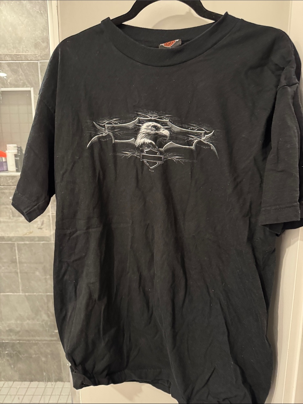 Harley-Davidson Black Tee with White Eagle Graphic - Men's